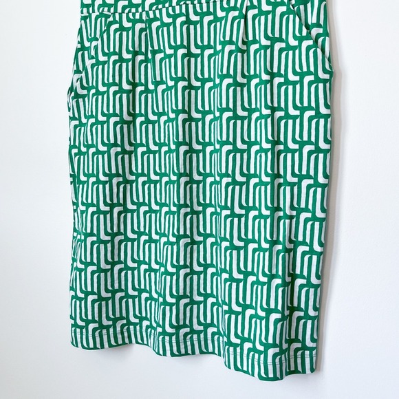Boden Florrie Jersey Dress Green Geometric Womens 12R Pockets Office Career - Picture 6 of 14